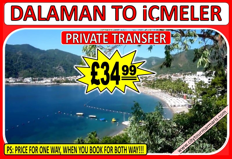 How long is transfer time from Dalaman Airport to içmeler?